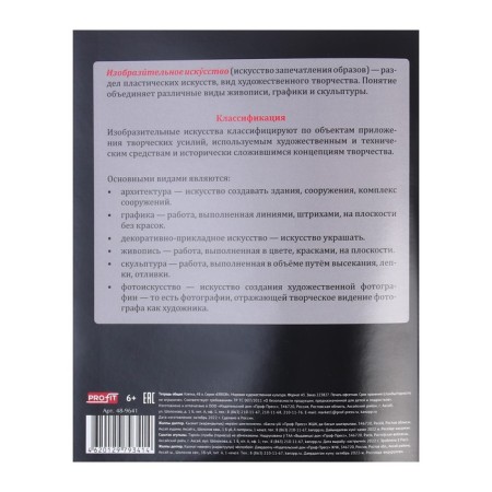 An objective note 48 sheets in the Error cage "World artistic culture", covered paper cover, offset block-4