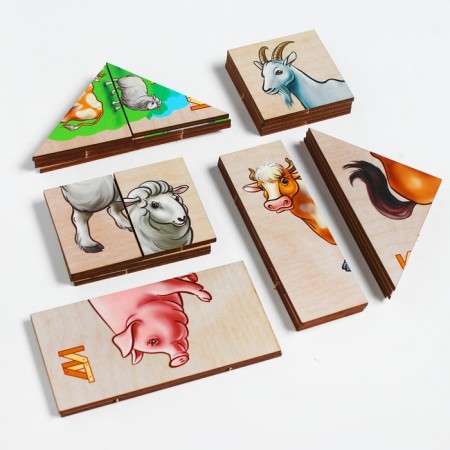 Puzzles "Follow the picture. Pets »Wooden toys-2