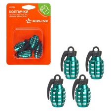 Caps on the tire valve K-5, green, metal, 4 pcs. AVC26