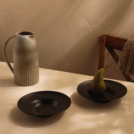 A set of plates for paste SL Home "Dark", d = 21 cm, black color-4