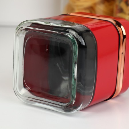 A set of glass cans for bulk products "Classic", 500 ml, 9.5 × 11.8 cm, 3 pcs, red red color-4