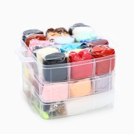 A set of felting from wool in a container, 36 colors-2