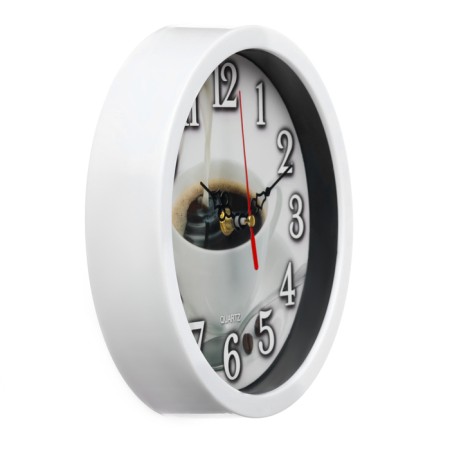 Wall clock, series: kitchen, "cup of coffee", smooth move, d-20 cm-1