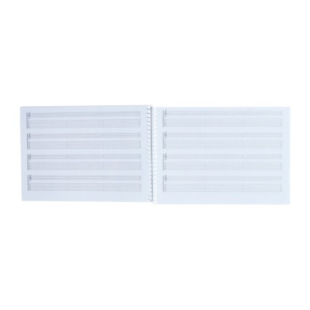 A notebook for notes tabulature A5, 24 sheets on the crest, horizontal "as in notes", cover covered cardboard, embossing, block 80g/m2-1