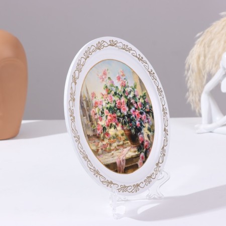 Panel-melting "Roses", white, d = 20 cm, lacquer miniature-1