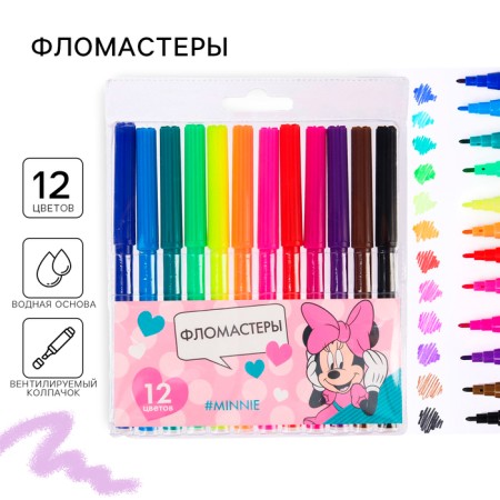 Minnie felt -tip pens, 12 colors, Minnie Mouse