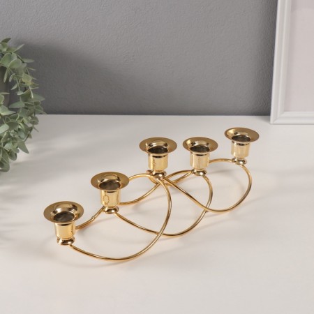 Summary Metal for 5 candles "wave" gold d-2 cm 10.5x37x11 cm-1