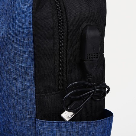 Set of men's backpack on a zipper with USB, external pocket, cosmetic bag, bag, blue color-8