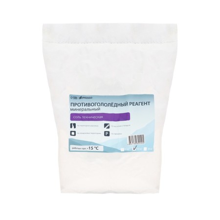 The reagent is anti -icing, technical salt, 10 kg, operates at - 15 ° C, in a bag, Greengo-6