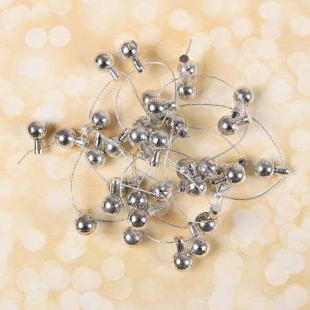 Miniature puppet "garland - ball" length 1 meter, toy: 1.5 × 0.8 cm, silver color-3