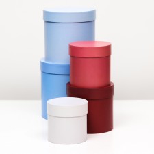 Set of round boxes No. 87, 5 in 1 coral, 23x23x23 - 13.5x13.5x13.5 cm