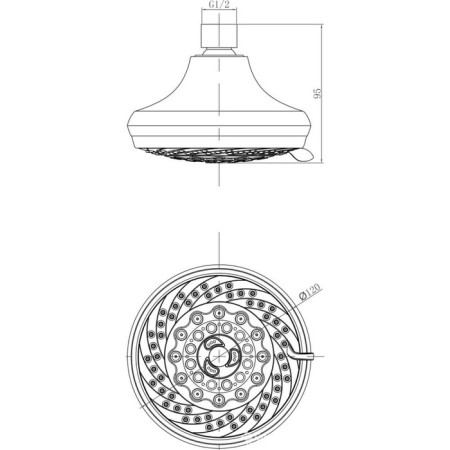 Shower watering can Lemark LM8042C, upper, round, diameter 120 mm, 7 functions, chrome-1
