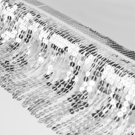 Braid with sequins "fringe", d = 6 mm, 15 cm, 4.5 ± 0.5 m, silver color-1