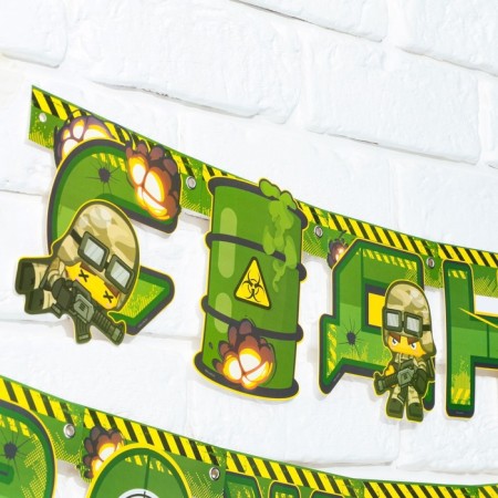 Garland "Happy Birthday", military, length 250 cm-3