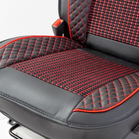Frame caps for the front seats Car Performance, 2 pcs, eco-leather, black and red-6