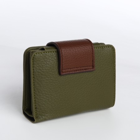 Women's wallet on magnet, green color-1