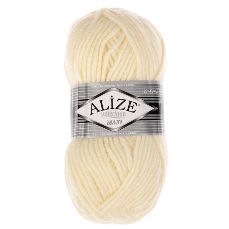 Yarn "Superlana Maxi" 75% acrylic, 25% wool 100m/100g (01 cream)-1