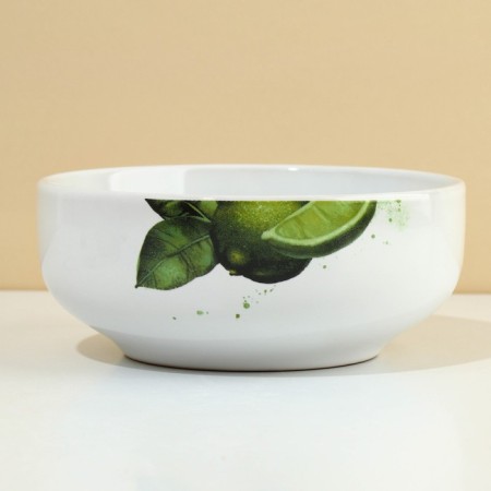 Deep plate ceramic "juicy lime", 14.5 cm, 550 ml, white color-1