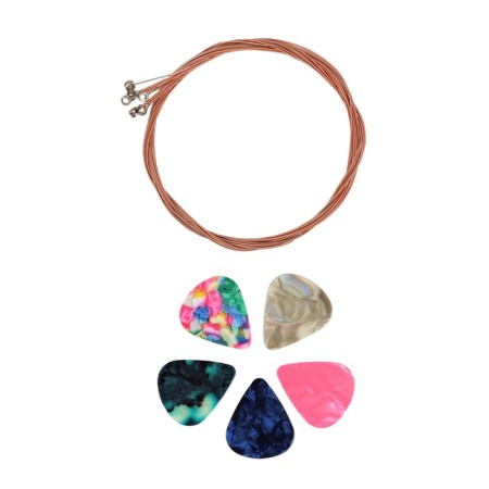 A set of accessories for Music Life guitar: belt, cover 105x41 cm, mediators 5 pieces, strings-1