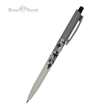 Handle Automatic BrunovisConti Happyclick "Military Pattern. Aircraft", node 0.5 mm, blue ink, matte case Soft Touch