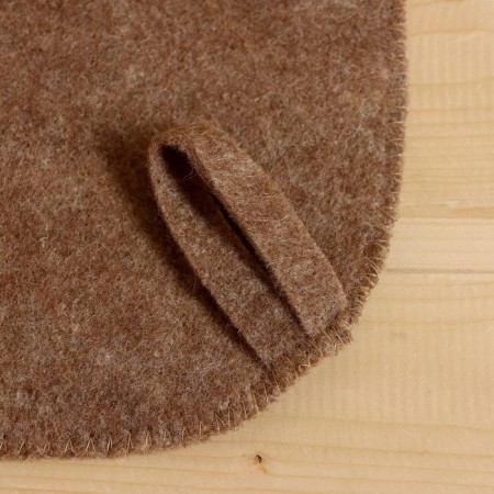 Set for the bath "Budenovka", hat, mitten, rug, dark-5