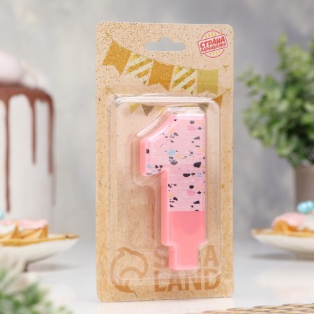 Candle for the Mosaika cake, number "1", pink-1