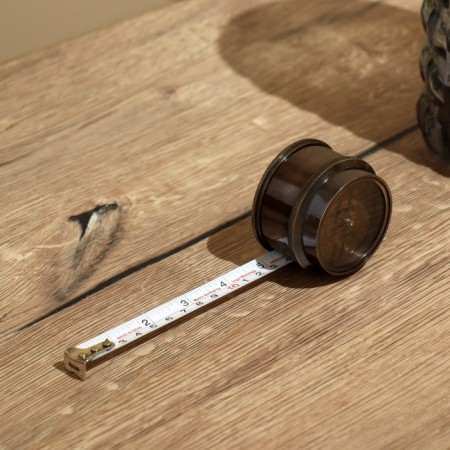 Compass with a measuring tape 6x6x4.5 cm, brass
