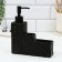 A dispenser for liquid soap with a sponge and a brush for dishes, black, 16 x 12 x 4 cm.