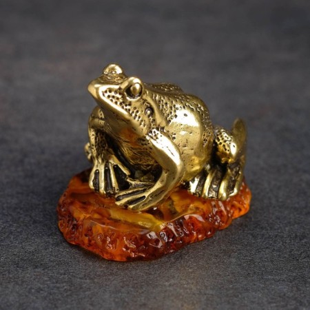 Souvenir "Frog", 5x4 cm, brass, amber-3