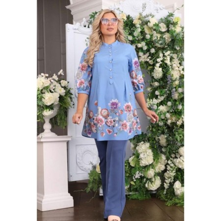 Female shirt, size 52, blue color-5