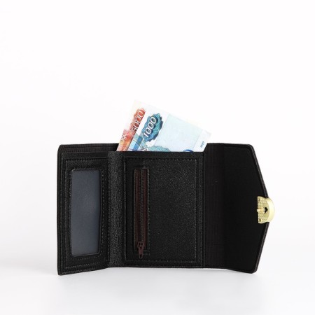 Women's wallet on the button, black color-4