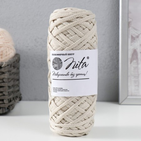 Knitting cord 100% polyester, width 4 mm 50m (ivory)-3