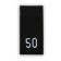 Textile strip “50”, 4.6 x 1.1 cm, black color