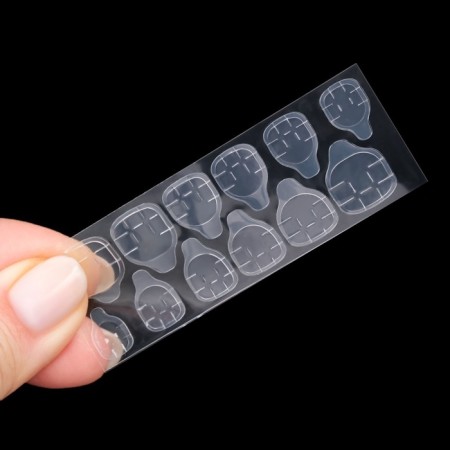 Avocado overhead nails, 12 pcs, with adhesive plates, ballerina shape, green/white color-5