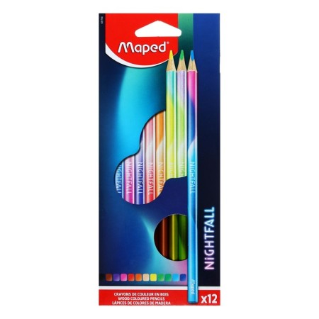Pencils 12 colors Maped Nightfall wooden, decorated, euro suspension-2