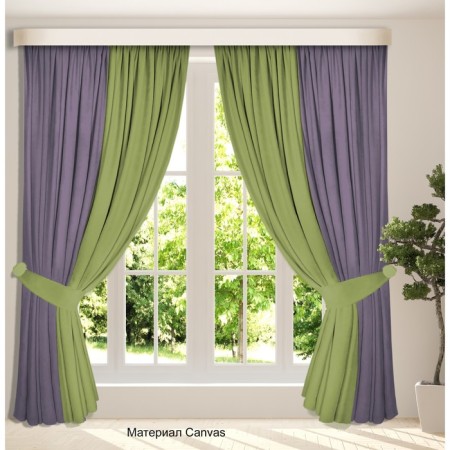 Set of curtains "Canvas", size 200x260 cm, 2 pcs, olive, purple color