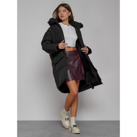 Coat insulated winter female, size 46, black color-10