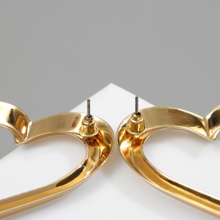 Earrings Metal "Heart" stencil, contour, color gold-2