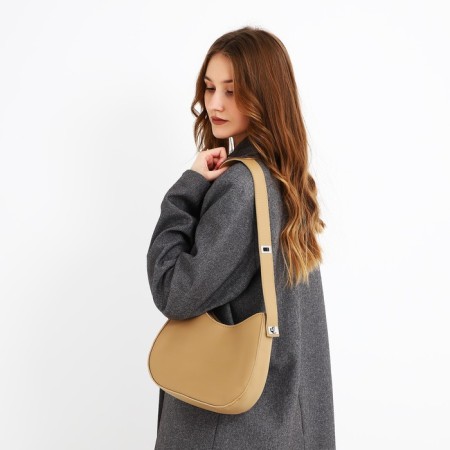 Women's bag on one shoulder, on lightning, beige color-7