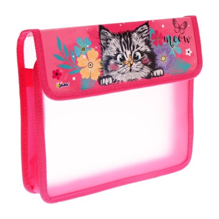 A5 notebook folder (240 x 205 x 40 mm), with Velcro valve, plastic/textiles, calligrata "kitten with flowers"-1