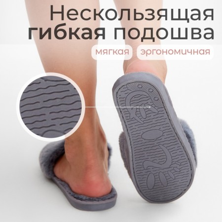 Women's slippers with an open nose size 40-41, the color is gray-17