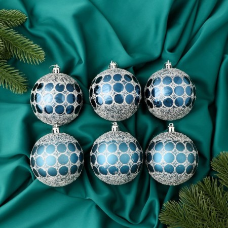 Set of balls plastic D-8 cm, 6 pcs "Surprise" Blue
