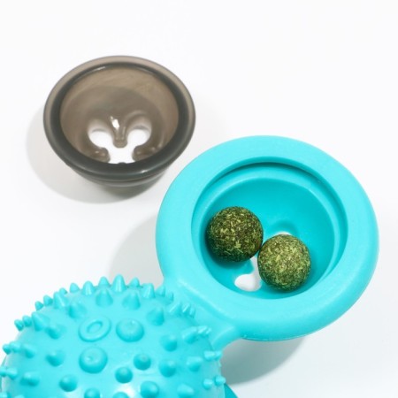 A toy-vaguine on a suction cup for cats, with cat mint, 2 compartments, turquoise-5
