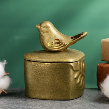 Casket "Bird on the Heart" bronze with gilding, 8x10cm