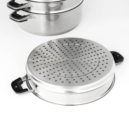 Altyn Mantock, 7.5 l, d = 30 cm, 5 sections, a metal cover, with a heat distribution layer, induction-5