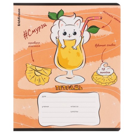 Notebook of 18 sheets in the Erichkrause "Smoothy", cover coated cardboard, mix-6