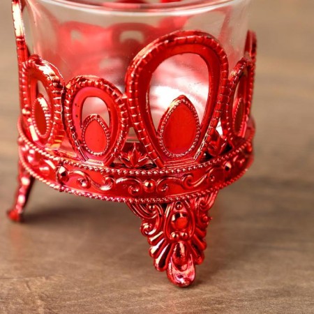 Climber Plastic, glass for 1 candle "droplets" red 7x6x6 cm-4