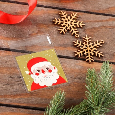 BOPP package with sticky tape, "Santa Claus", 7*7+3cm