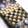 Wolf -grinding backgammon, wooden board is 40 x 40 cm, with a field of checkers