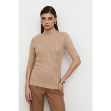 Women's turtleneck with short sleeve Eliseeva Olesya, size 42, beige color